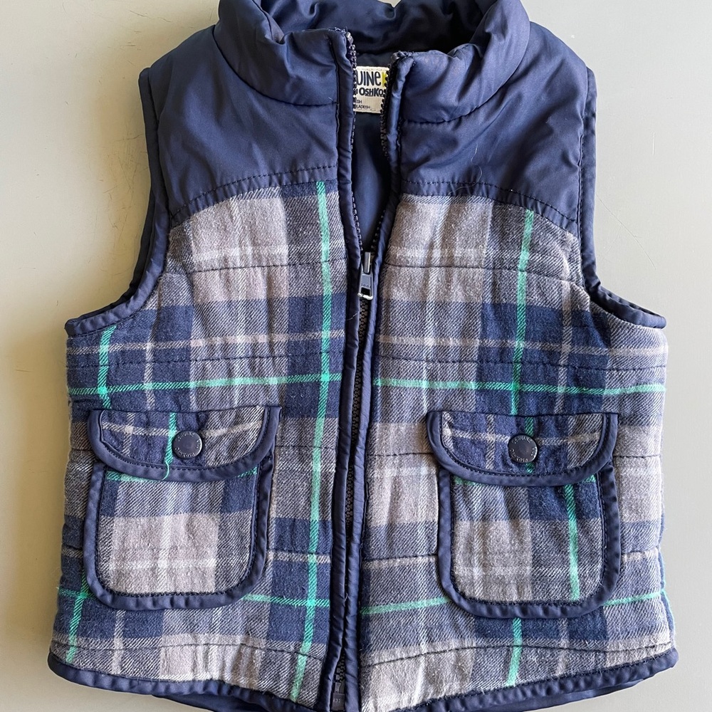 GUC OshKosh Blue Plaid Vest sz3T - Picture 1 of 3